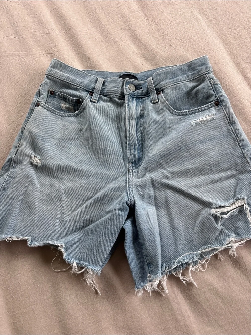 Uniqlo Distressed Light Denim Shorts